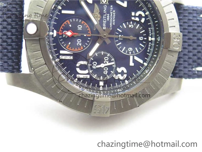 Avenger Bandit V13317 Titanium DLC B50 Best Edition Blue Dial on Blue Nylon Strap A7750