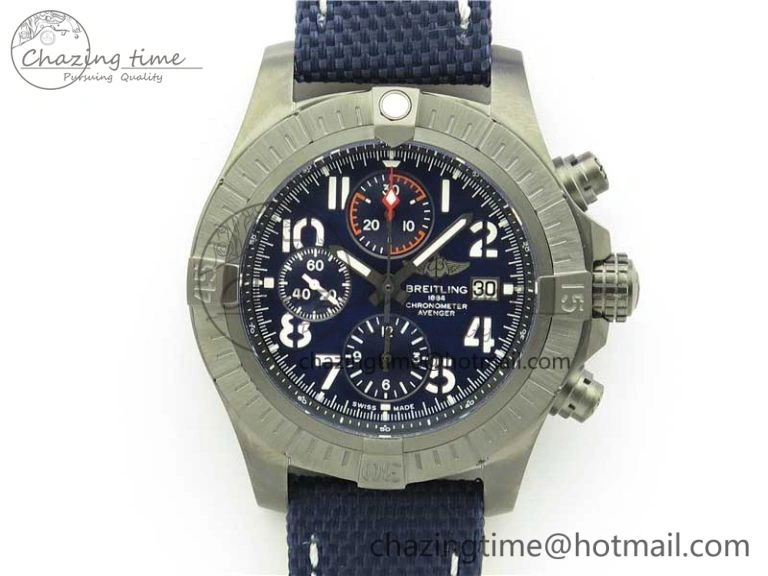 Avenger Bandit V13317 Titanium DLC B50 Best Edition Blue Dial on Blue Nylon Strap A7750