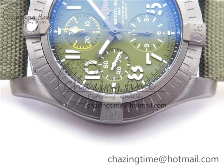 Avenger Bandit V13317 Titanium DLC B50 Best Edition Green Dial on Green Nylon Strap A7750