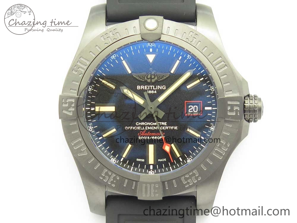 Avenger BlackBird 44mm DLC GF 1:1 Best Edition Titanium Case Black Dial on Black Rubber Strap A2824 V4 (Free Box)