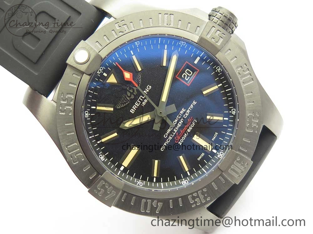 Avenger BlackBird 44mm DLC GF 1:1 Best Edition Titanium Case Black Dial on Black Rubber Strap A2824 V4 (Free Box)
