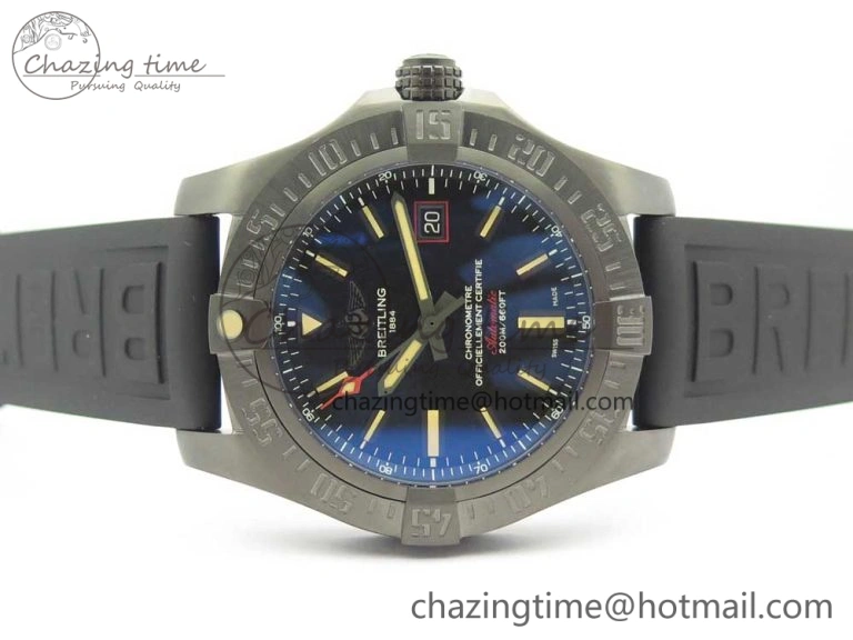 Avenger BlackBird 44mm DLC GF 1:1 Best Edition Titanium Case Black Dial on Black Rubber Strap A2824 V4 (Free Box)