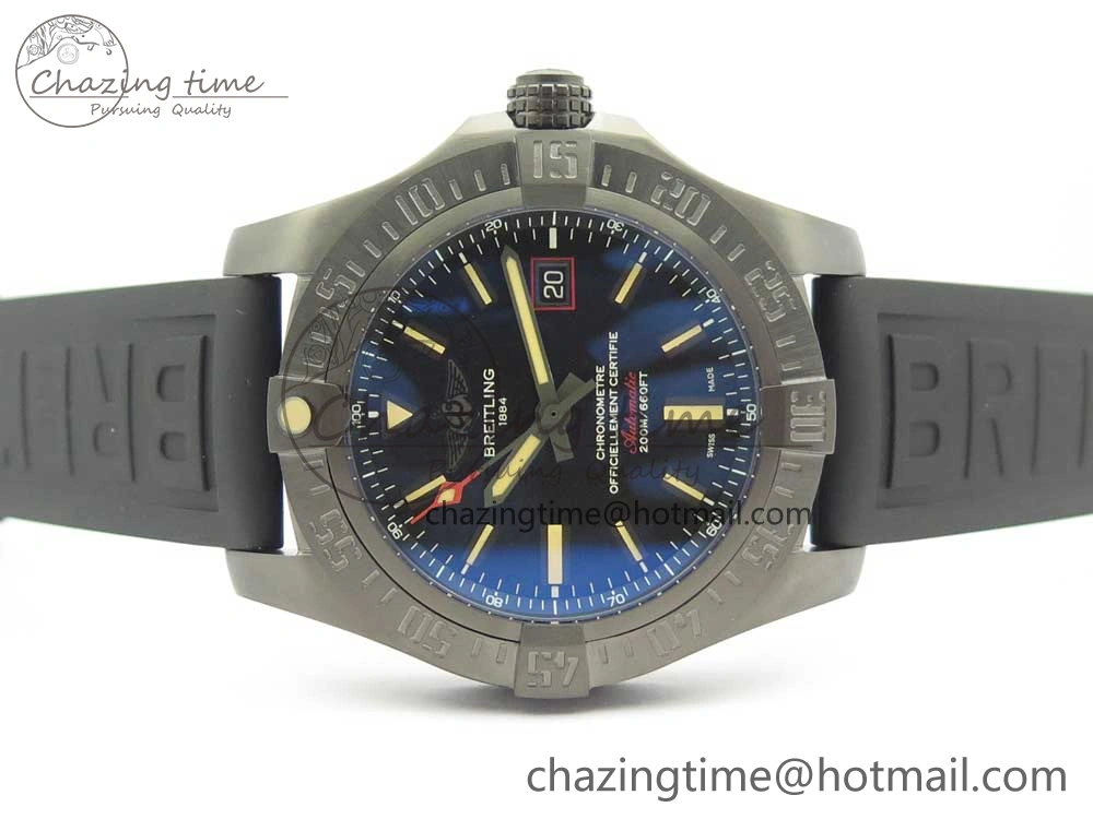 Avenger BlackBird 44mm DLC GF 1:1 Best Edition Titanium Case Black Dial on Black Rubber Strap A2824 V4 (Free Box)