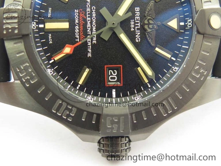 Avenger BlackBird 44mm DLC GF 1:1 Best Edition Titanium Case Black Dial on Black Rubber Strap A2824 V4 (Free Box)