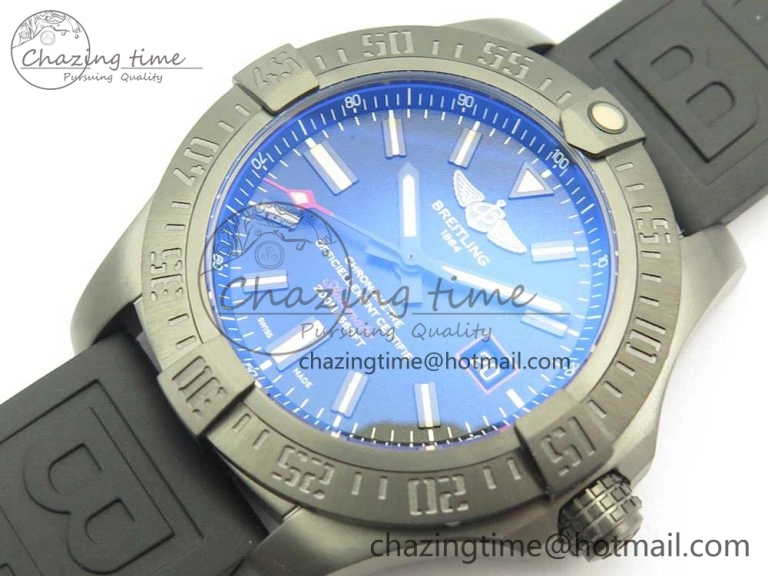 Avenger BlackBird 44mm DLC GF 1:1 Best Edition Titanium Case Black Dial on Black Rubber Strap A2824 V4 (Free Box)