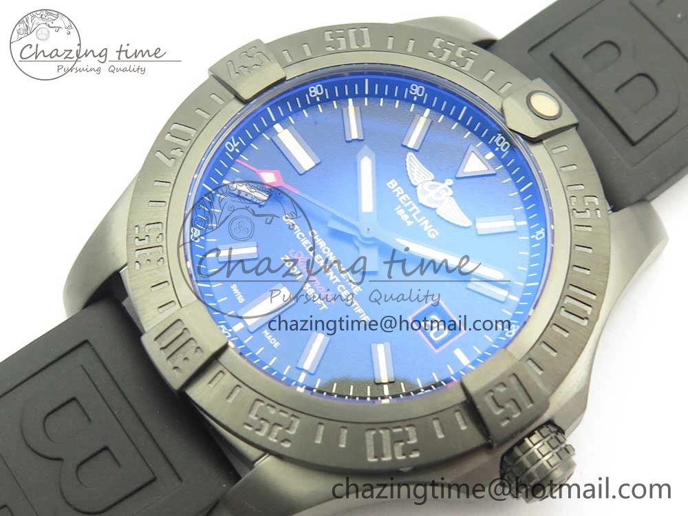 Avenger BlackBird 44mm DLC GF 1:1 Best Edition Titanium Case Black Dial on Black Rubber Strap A2824 V4 (Free Box)
