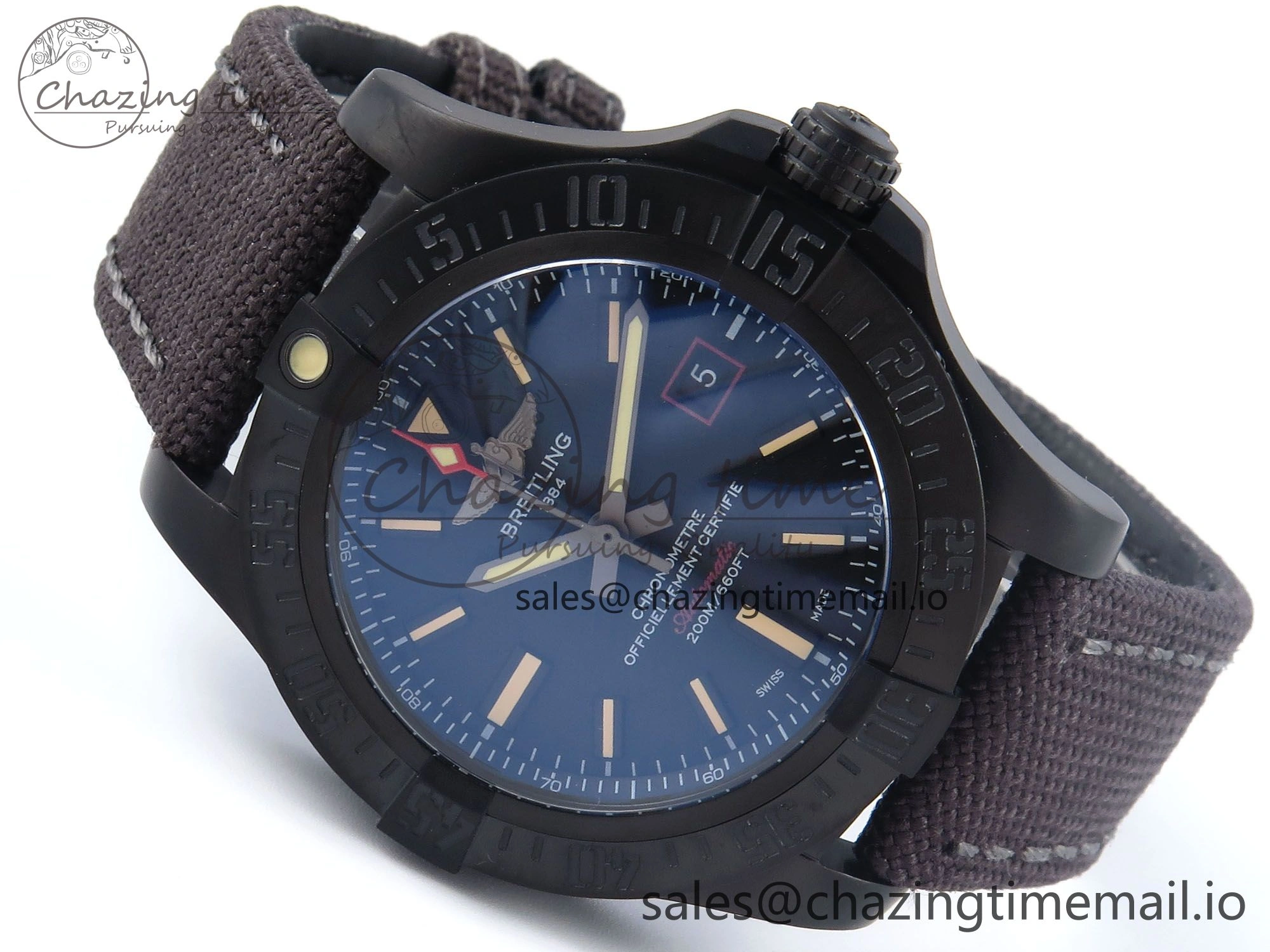 Avenger BlackBird 44mm TF 1:1 Best Edition Black Dial on Black Nylon Strap A2824