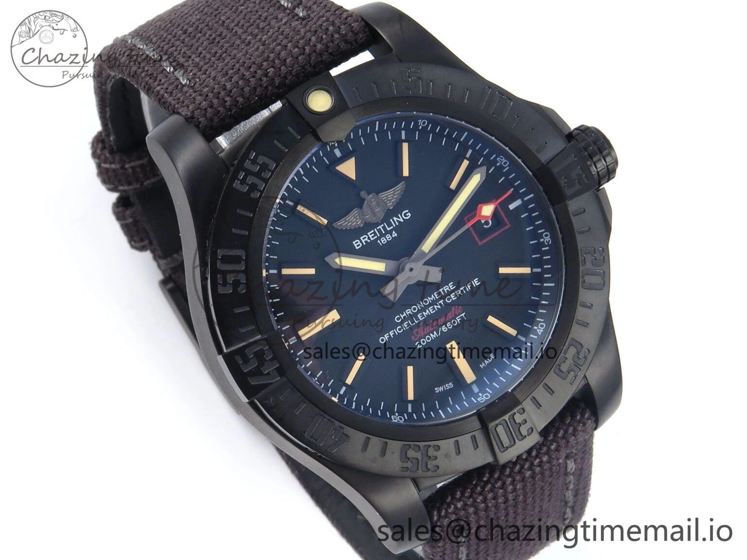 Avenger BlackBird 44mm TF 1:1 Best Edition Black Dial on Black Nylon Strap A2824