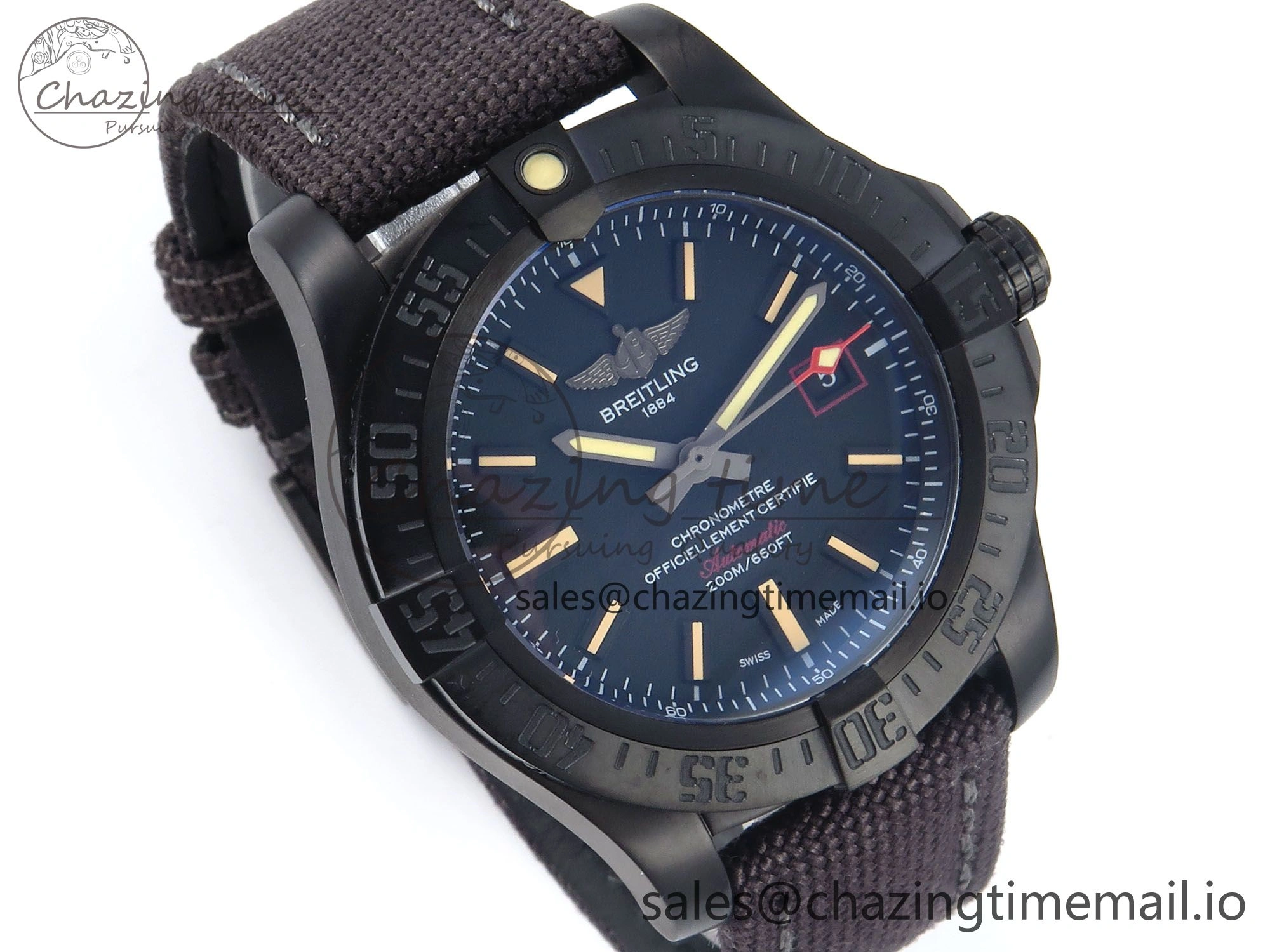 Avenger BlackBird 44mm TF 1:1 Best Edition Black Dial on Black Nylon Strap A2824