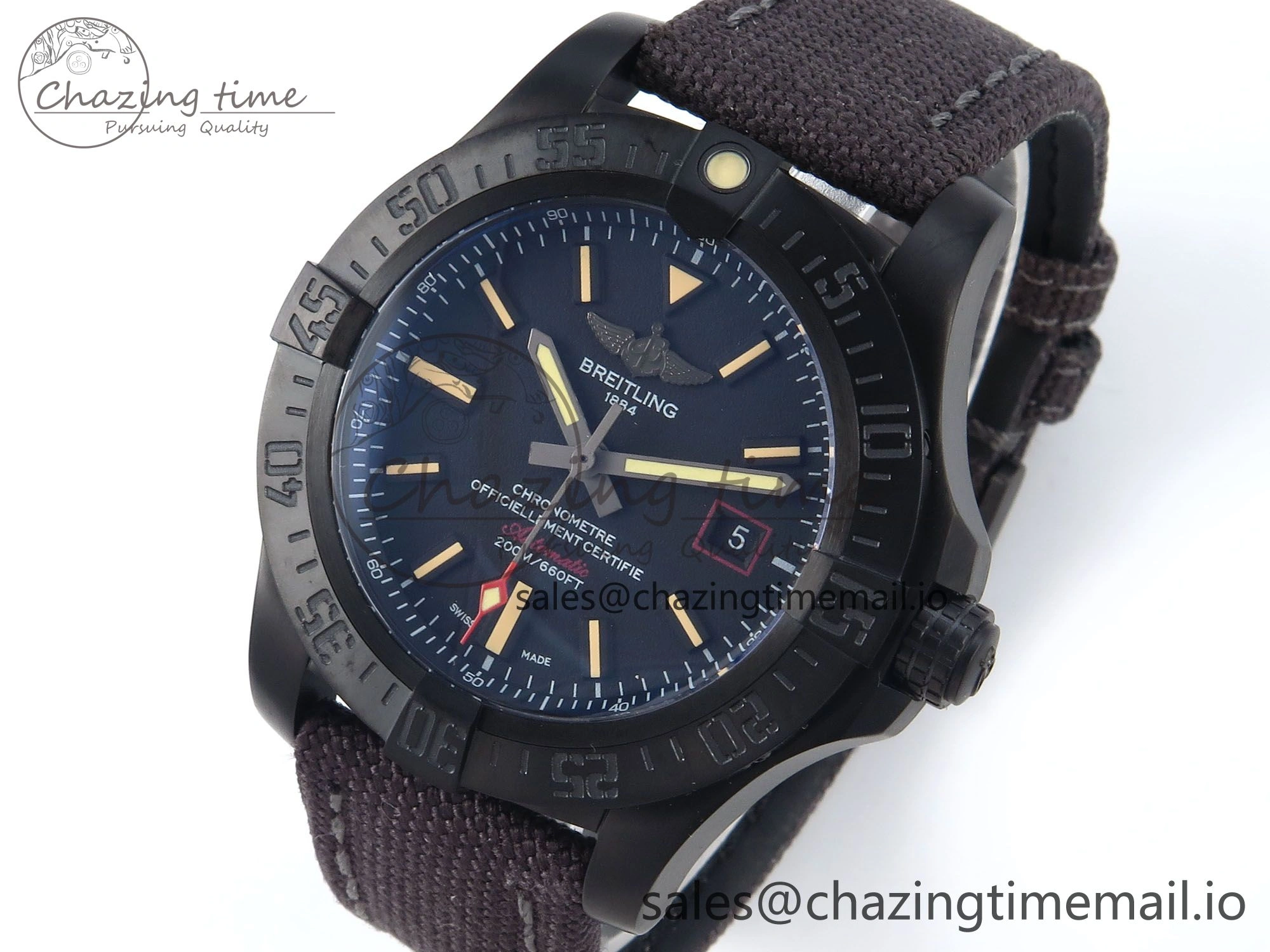 Avenger BlackBird 44mm TF 1:1 Best Edition Black Dial on Black Nylon Strap A2824