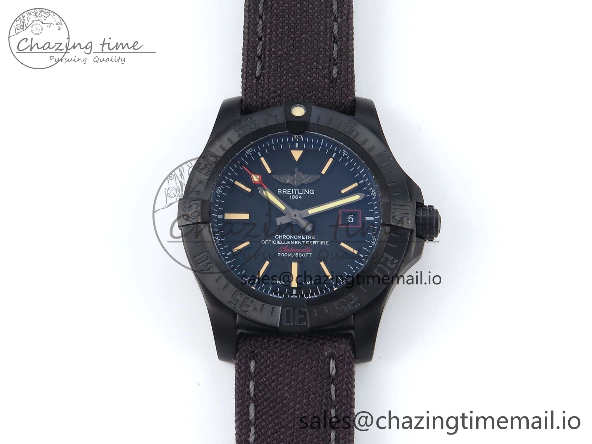 Avenger BlackBird 44mm TF 1:1 Best Edition Black Dial on Black Nylon Strap A2824