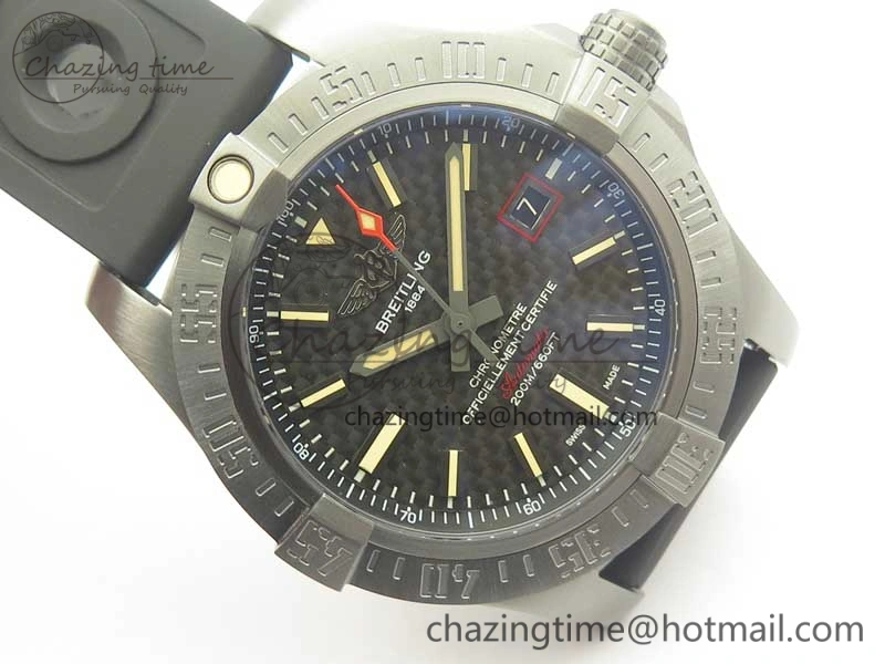 Avenger Blackbird V17311 Ti DLC 1:1 Best Edition Black CF Dial on Rubber Strap A2824