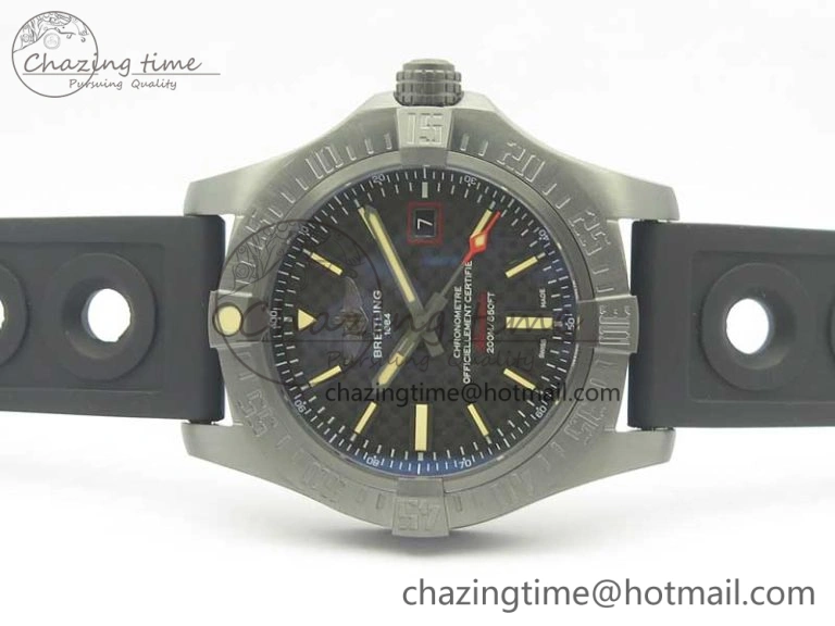 Avenger Blackbird V17311 Ti DLC 1:1 Best Edition Black CF Dial on Rubber Strap A2824