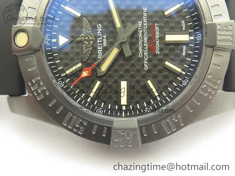 Avenger Blackbird V17311 Ti DLC 1:1 Best Edition Black CF Dial on Rubber Strap A2824