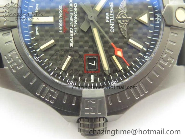 Avenger Blackbird V17311 Ti DLC 1:1 Best Edition Black CF Dial on Rubber Strap A2824