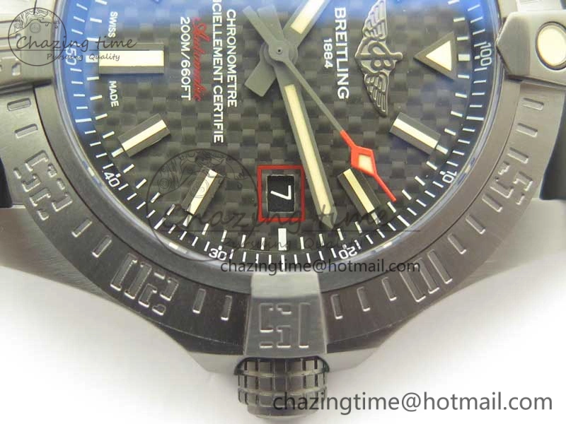 Avenger Blackbird V17311 Ti DLC 1:1 Best Edition Black CF Dial on Rubber Strap A2824