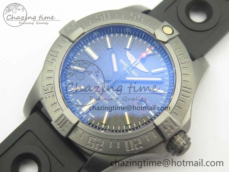Avenger Blackbird V17311 Ti DLC 1:1 Best Edition Black CF Dial on Rubber Strap A2824