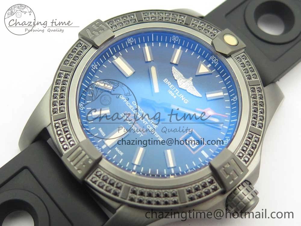 Avenger Blackbird V17311 Ti DLC 1:1 Best Edition Black Dial Diamonds Bezel on Rubber Strap A2824