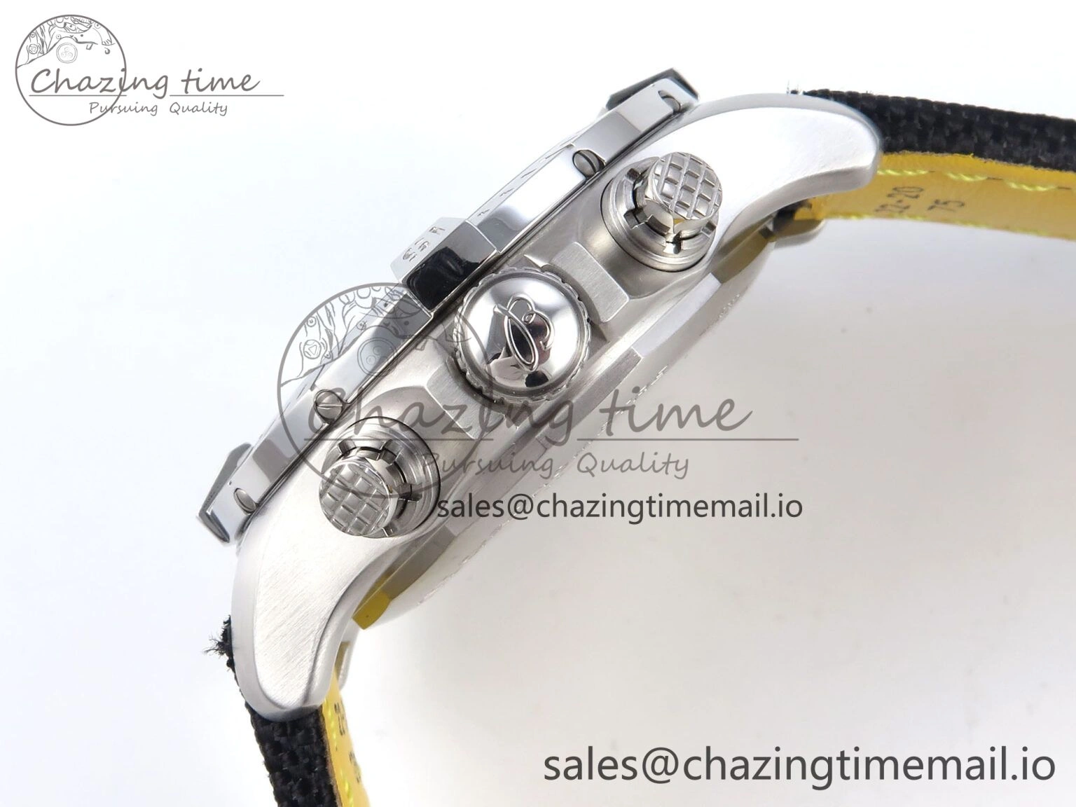 Avenger Chrono 45mm SS TF 1:1 Best Edition Black Dial on Black Nylon Strap A7750