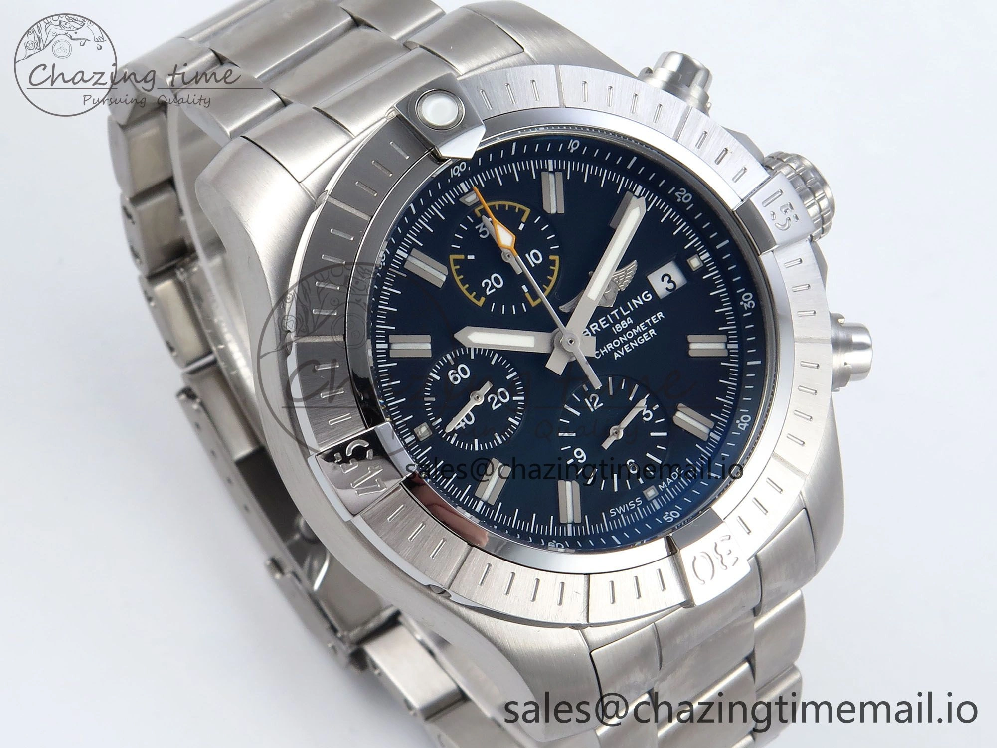 Avenger Chrono 45mm SS TF 1:1 Best Edition Black Dial on SS Bracelet A7750