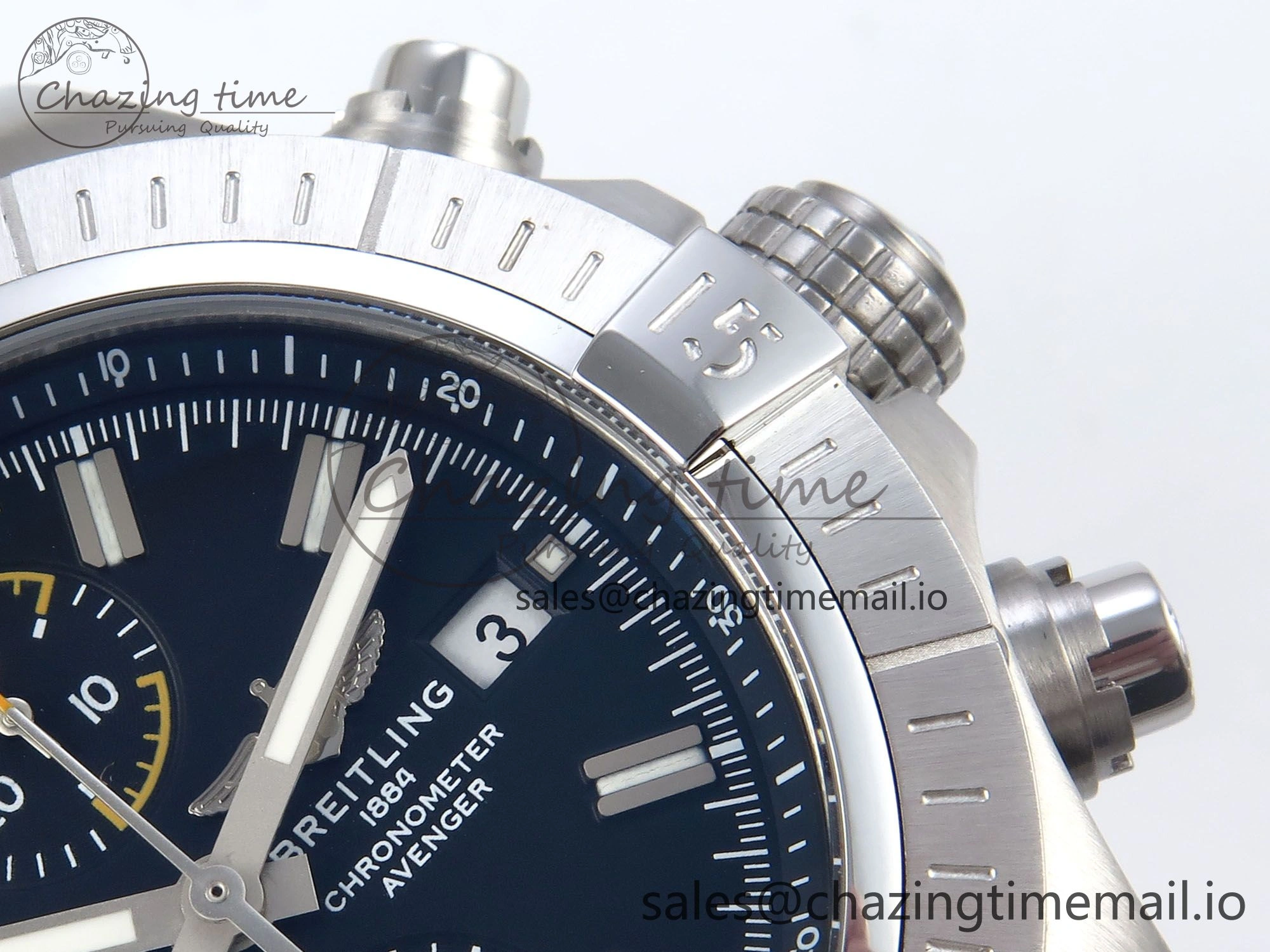 Avenger Chrono 45mm SS TF 1:1 Best Edition Black Dial on SS Bracelet A7750
