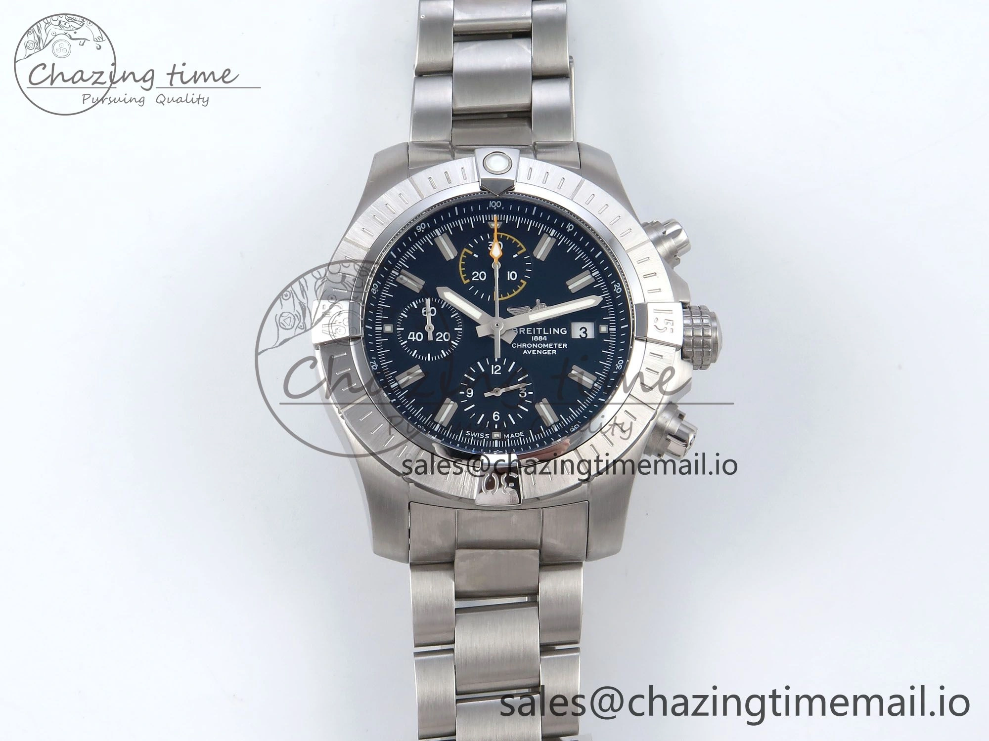 Avenger Chrono 45mm SS TF 1:1 Best Edition Black Dial on SS Bracelet A7750