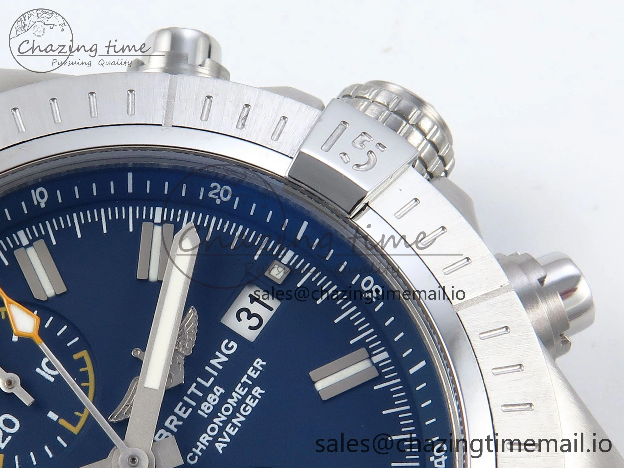 Avenger Chrono 45mm SS TF 1:1 Best Edition Blue Dial on Blue Nylon Strap A7750
