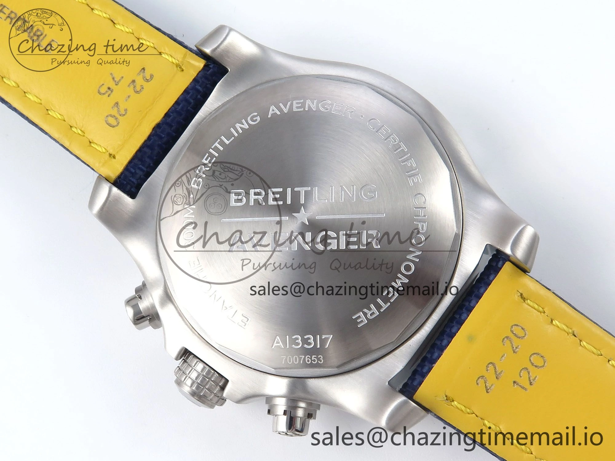 Avenger Chrono 45mm SS TF 1:1 Best Edition Blue Dial on Blue Nylon Strap A7750