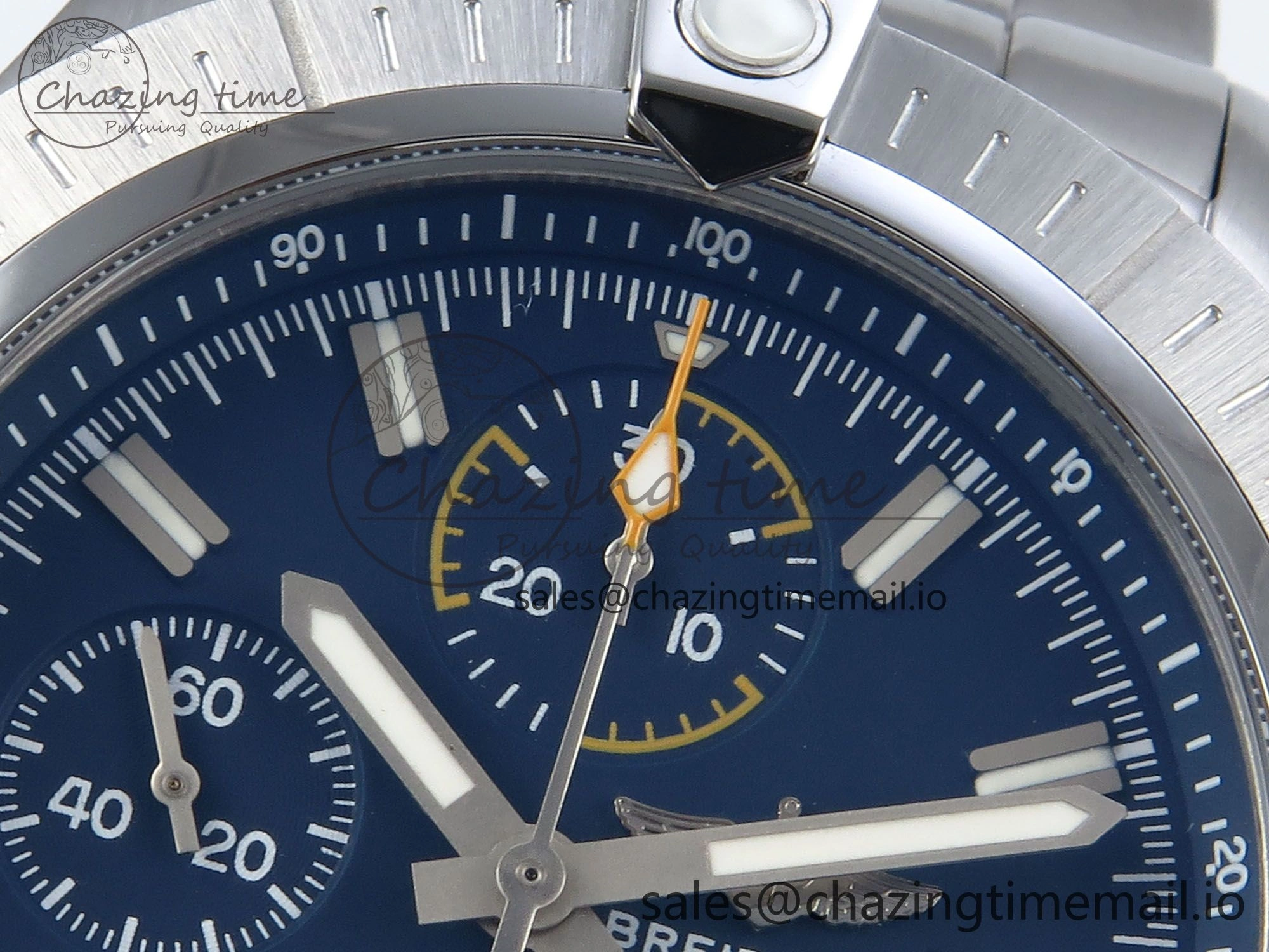 Avenger Chrono 45mm SS TF 1:1 Best Edition Blue Dial on SS Bracelet A7750