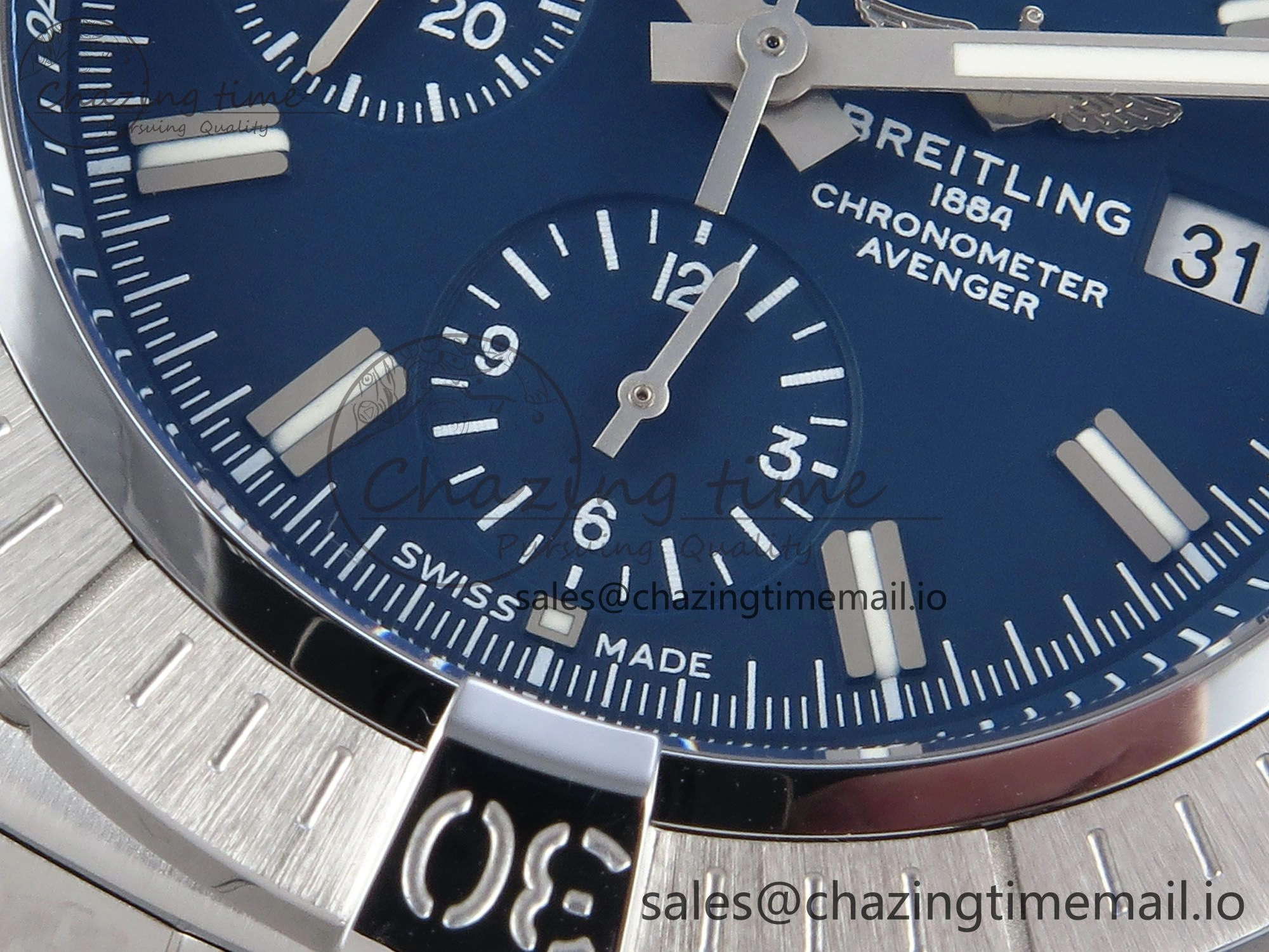 Avenger Chrono 45mm SS TF 1:1 Best Edition Blue Dial on SS Bracelet A7750