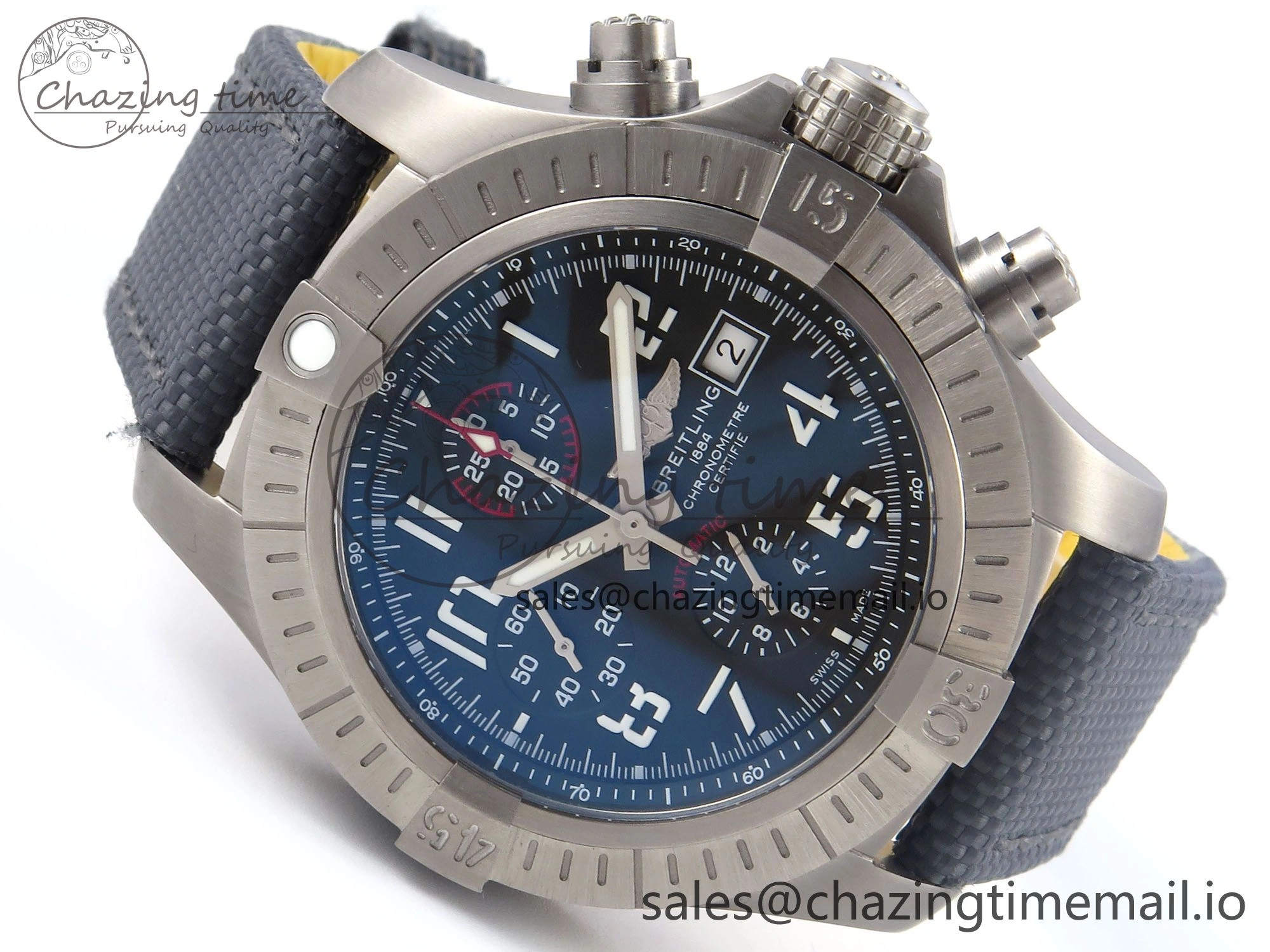 Avenger Chrono 45mm TF 1:1 Best Edition Gray Dial on Gray Nylon Strap A7750