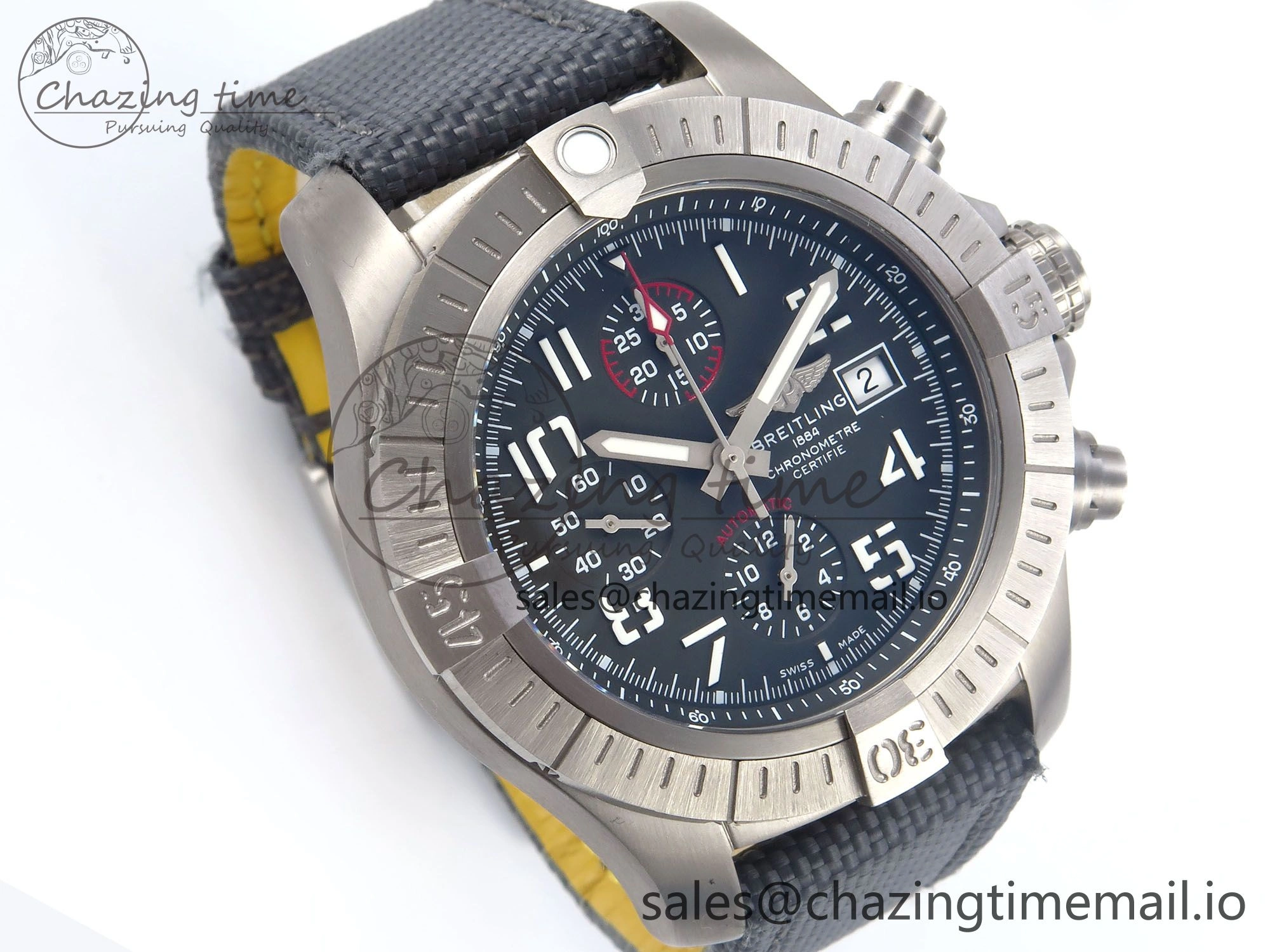 Avenger Chrono 45mm TF 1:1 Best Edition Gray Dial on Gray Nylon Strap A7750