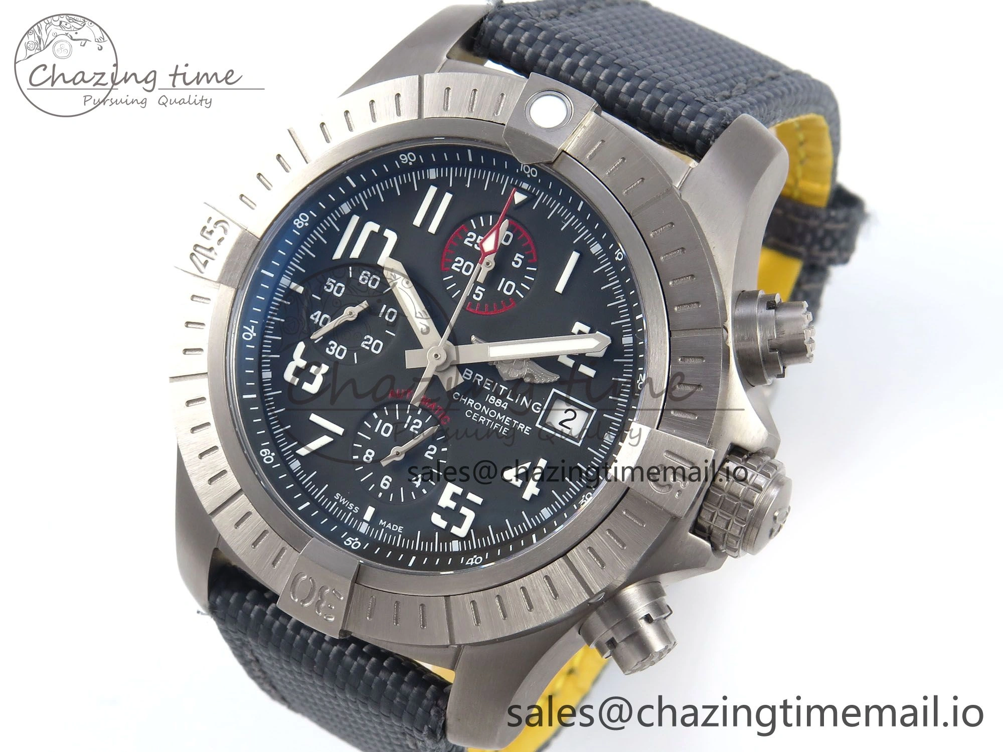 Avenger Chrono 45mm TF 1:1 Best Edition Gray Dial on Gray Nylon Strap A7750