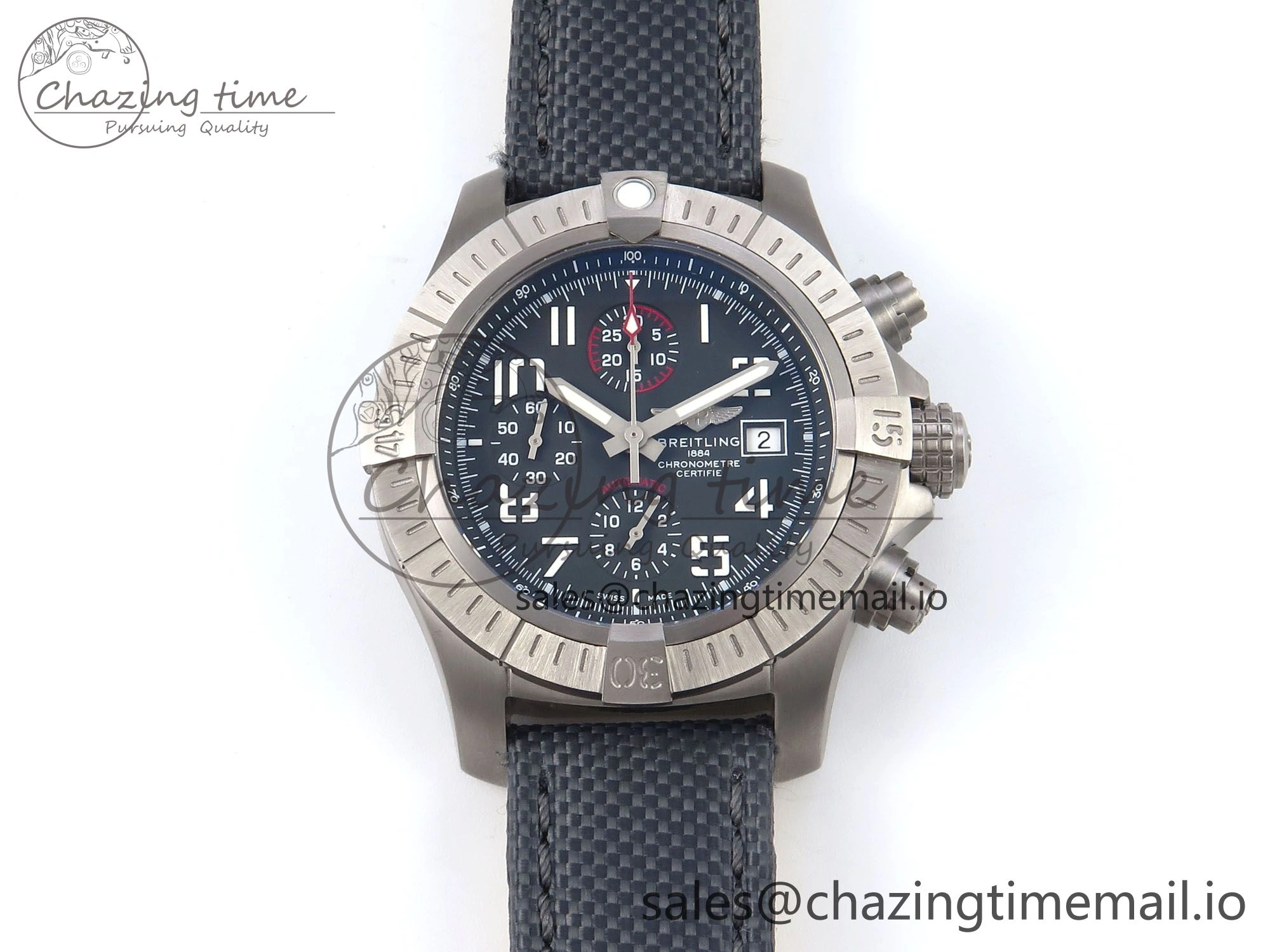 Avenger Chrono 45mm TF 1:1 Best Edition Gray Dial on Gray Nylon Strap A7750