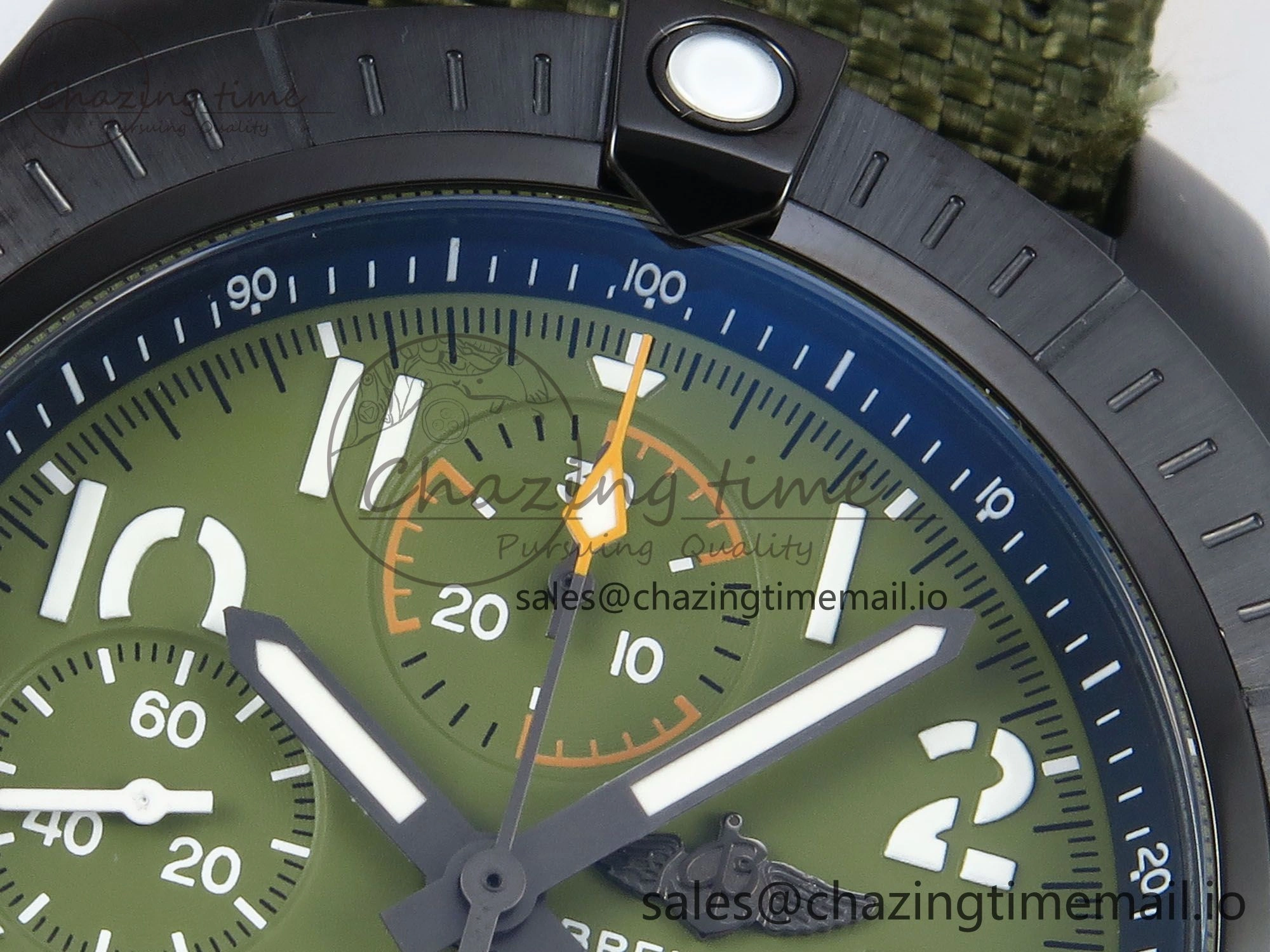 Avenger Chrono 45mm TF 1:1 Best Edition Green Dial on Green Nylon Strap A7750