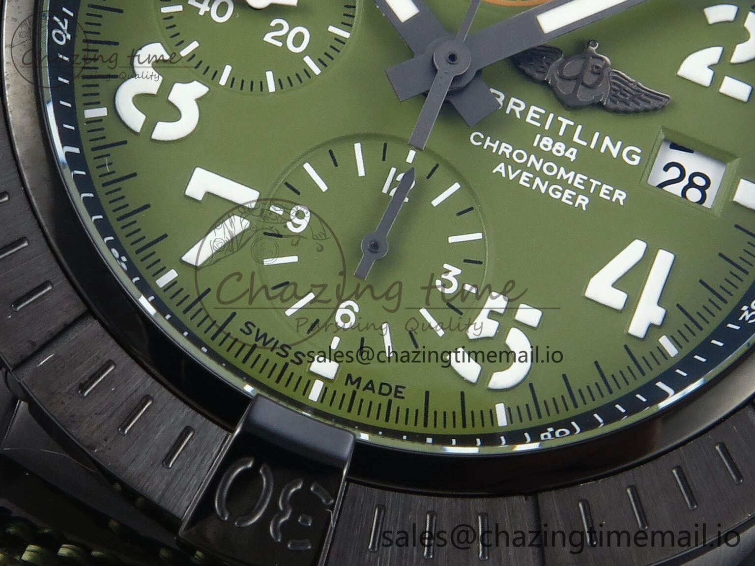 Avenger Chrono 45mm TF 1:1 Best Edition Green Dial on Green Nylon Strap A7750