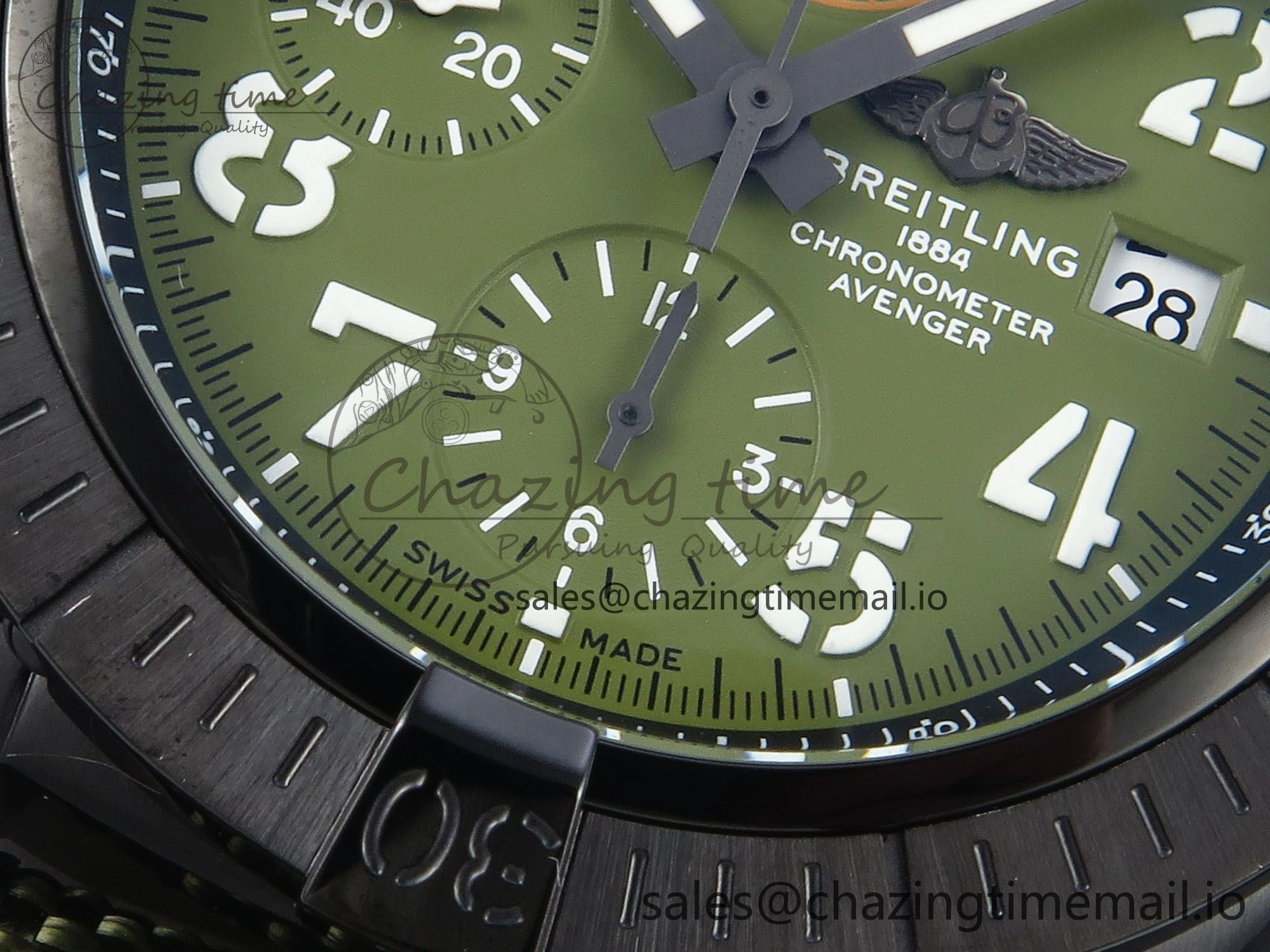 Avenger Chrono 45mm TF 1:1 Best Edition Green Dial on Green Nylon Strap A7750