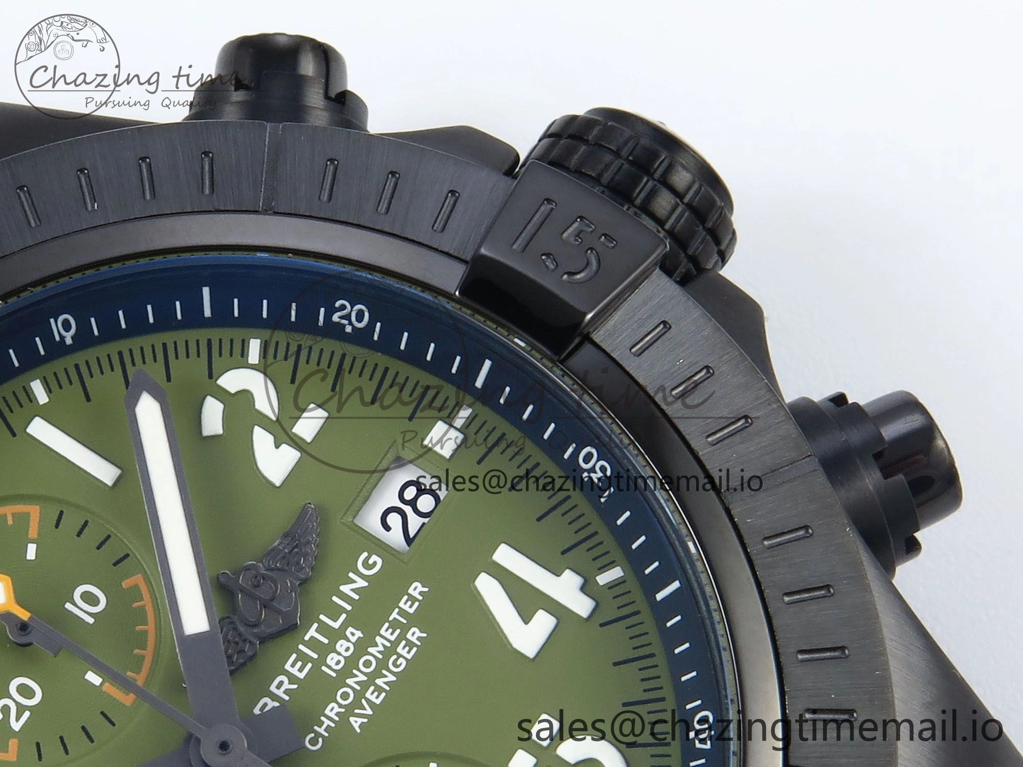 Avenger Chrono 45mm TF 1:1 Best Edition Green Dial on Green Nylon Strap A7750