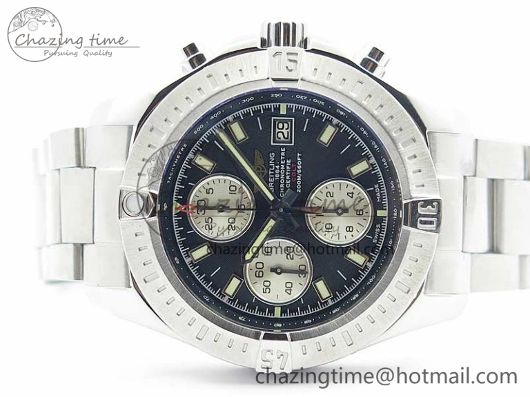 Avenger Chronograph 43mm SS B12F Best Edition Black Dial on SS Bracelet A7750