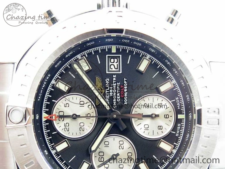 Avenger Chronograph 43mm SS B12F Best Edition Black Dial on SS Bracelet A7750