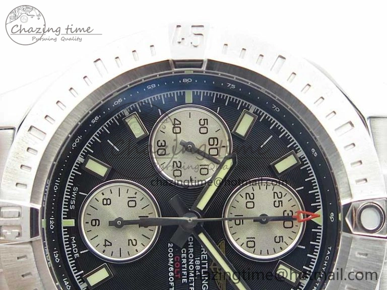 Avenger Chronograph 43mm SS B12F Best Edition Black Dial on SS Bracelet A7750