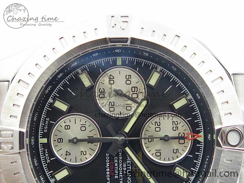 Avenger Chronograph 43mm SS B12F Best Edition Black Dial on SS Bracelet A7750