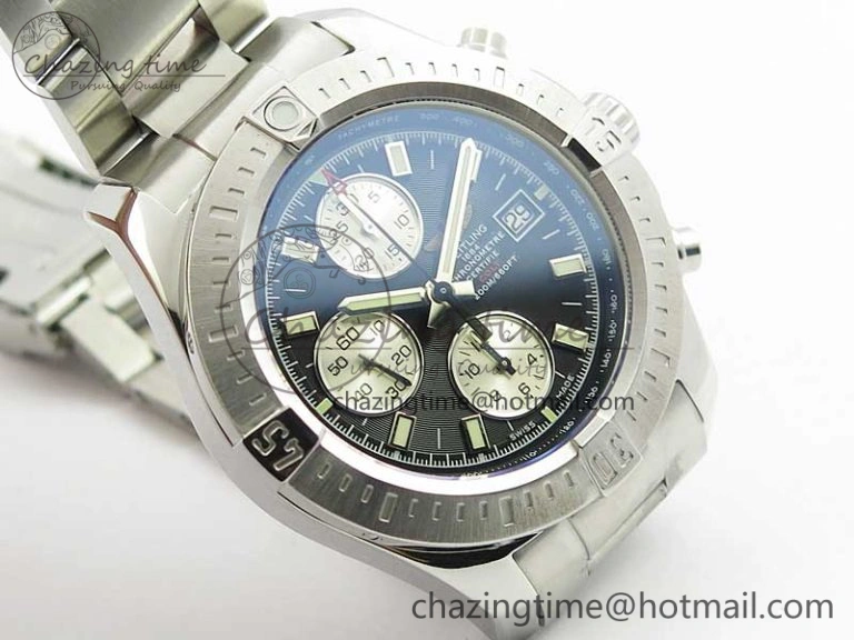 Avenger Chronograph 43mm SS B12F Best Edition Black Dial on SS Bracelet A7750