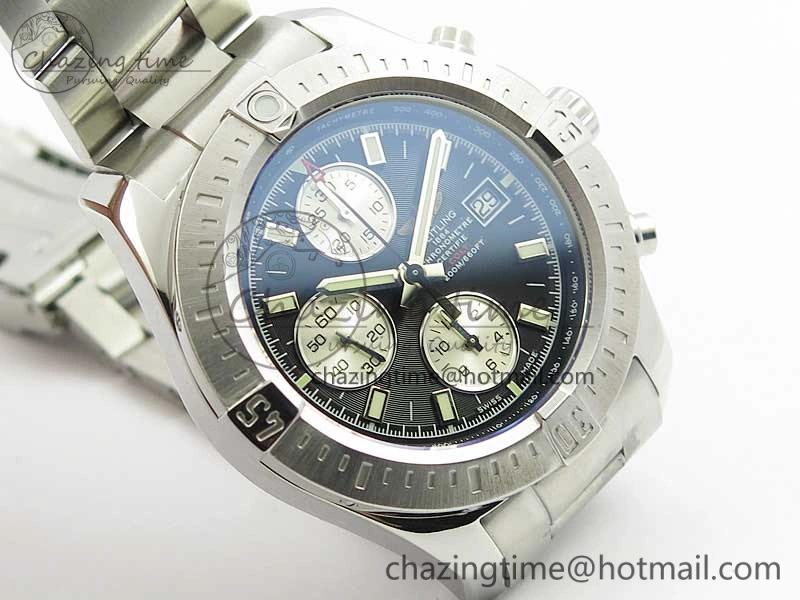 Avenger Chronograph 43mm SS B12F Best Edition Black Dial on SS Bracelet A7750
