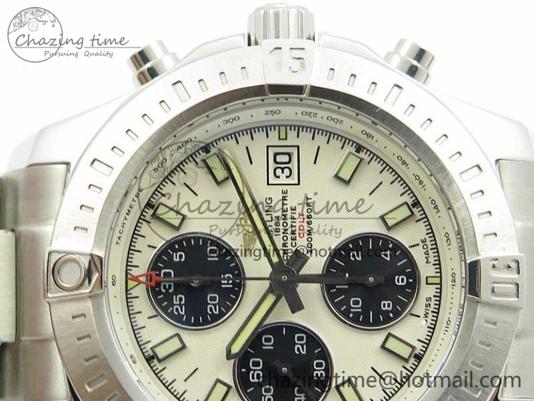Avenger Chronograph 43mm SS B12F Best Edition White Dial on SS Bracelet A7750