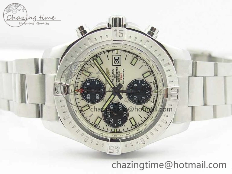 Avenger Chronograph 43mm SS B12F Best Edition White Dial on SS Bracelet A7750