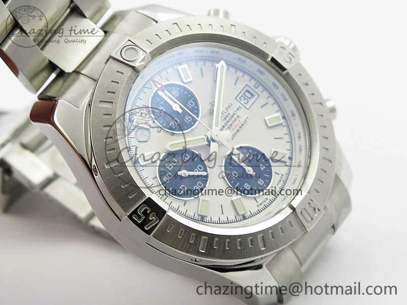 Avenger Chronograph 43mm SS B12F Best Edition White Dial on SS Bracelet A7750
