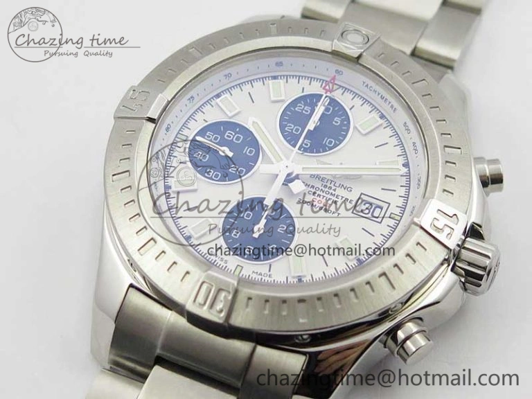 Avenger Chronograph 43mm SS B12F Best Edition White Dial on SS Bracelet A7750