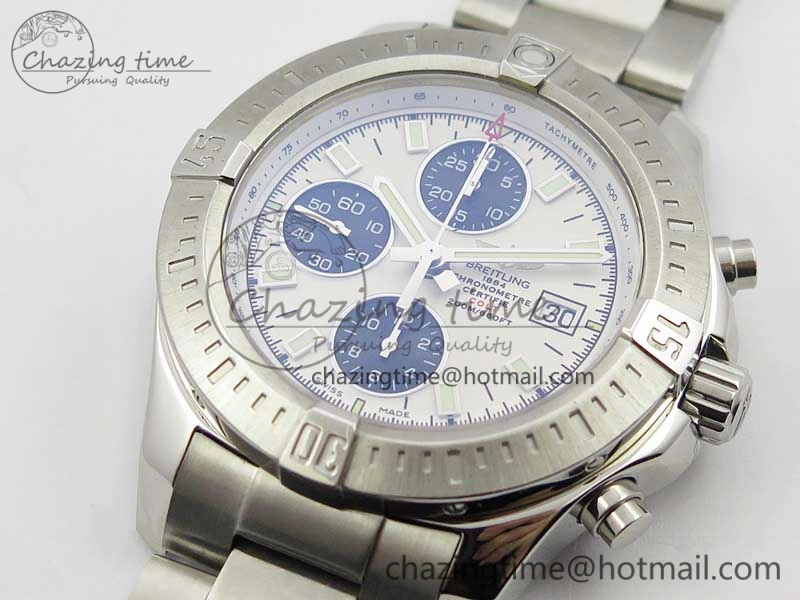Avenger Chronograph 43mm SS B12F Best Edition White Dial on SS Bracelet A7750