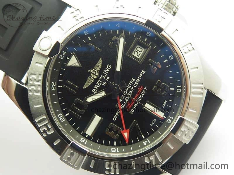 Avenger GMT A32390 SS GF 1:1 Best Edition Black Dial On Rubber Strap A2836
